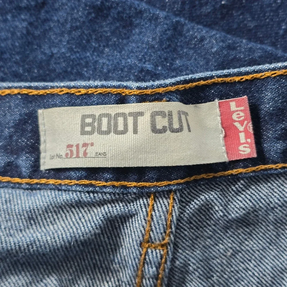 Levis 517 Mens Dark Wash Boot Cut Denim Jeans 44x32 Indigo Blue 100% Cotton
